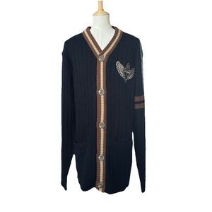 Mens Raider Authentic Custom Black Brown L Designed Apparel Cardigan button up